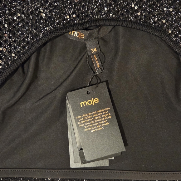 Maje Black Sparkle Long Sleeve Dress - Picture 7 of 7